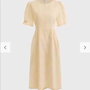 Puff sleeve zip up midi dress